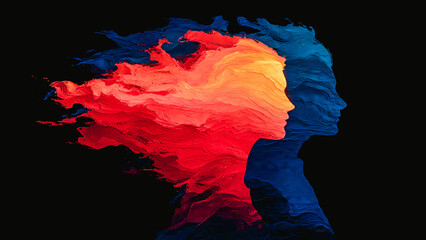 Silhouette de visage de femme sur fond noir