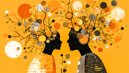 Silhouettes face à face, concept de communication