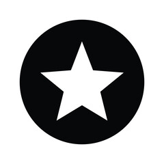 Simple black circle icon with a white fivepointed star shape inside it