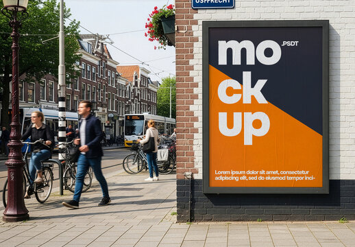 Dutch abri or kiosk wall poster mockup