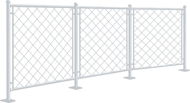 Chain link fence panels with metal posts, representing security barriers or temporary fencing solutions for construction or events