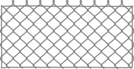 Fototapeta premium A simple vector illustration of a gray chain-link fence section. Isolated monochrome metal wire mesh security barrier graphic element 02.eps