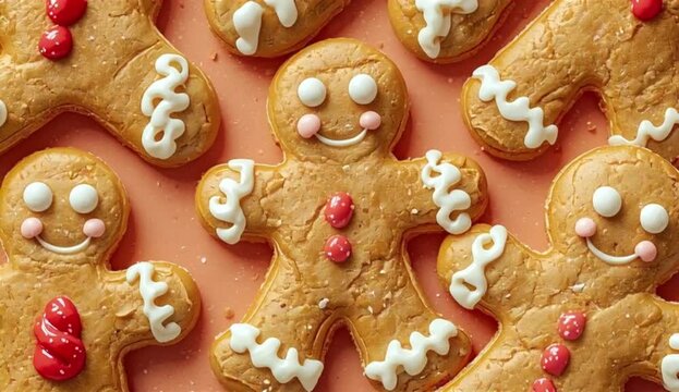  gingerbread men with white icing frosting, created with generative ai