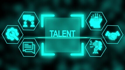 Talent Concept with AI and Collaboration Icons in Hexagonal Arrangement human resources recruitment