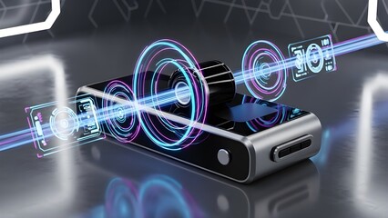 Futuristic Smartphone With Holographic Interface and Energy Waves