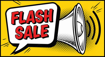 Vibrant comic book style graphic announcing a flash sale, perfect for urgent promotions and limited-time offers