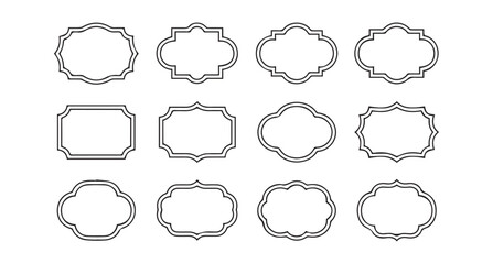 A set of twelve unique, ornate, and decorative vintage style frames and borders in a clean design.