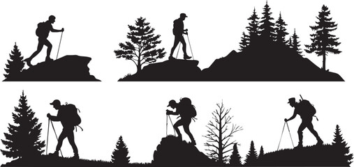 Collection of six distinct silhouette illustrations for design projects