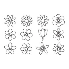 Obraz premium Collection of hand drawn outline flower illustrations