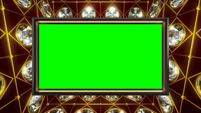 Elegant Gem Encrusted Frame with Green Screen for Content Creation and Presentations