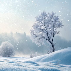 Fototapeta premium Winter Snowfall in Dark Forest