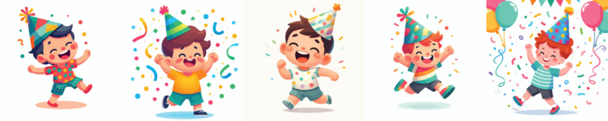 vector happy little boy dancing celebrating new year