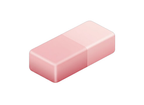 Pink Eraser Icon Isolated on Black Background Realistic Vector Illustration With Subtle Lighting Effects and Smooth Edges