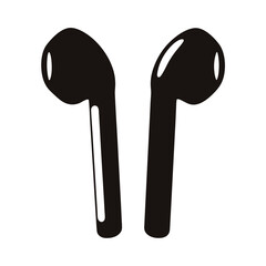 Two sleek, black wireless earbuds displayed on a clean white background