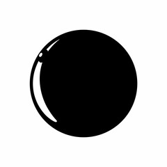 A simple black circle graphic with a shiny highlight effect