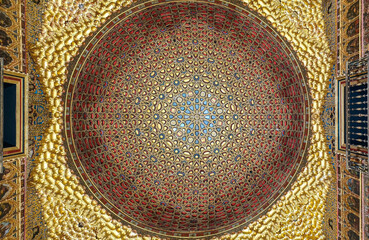 Hall of Ambassadors in the Royal palace of Alcazar Seville Andelusia Spain