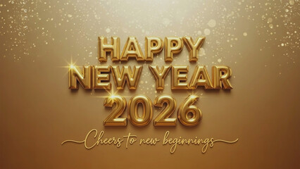 Golden Happy New Year 2026 Celebration with Sparkling Background
