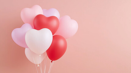 Heart Balloons in Red, Pink, and White on a Soft Background