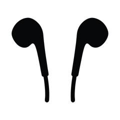 Black and white silhouette of two wireless earbuds for listening music