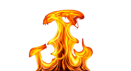 Vibrant abstract fire flame isolated on transparent background