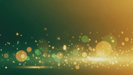 Luminous Golden Bokeh and Light Streaks on a Rich Emerald to Gold
