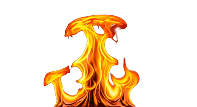 Vibrant abstract fire flame isolated on transparent background