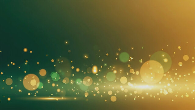 Luminous Golden Bokeh and Light Streaks on a Rich Emerald to Gold
