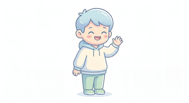 Cute character studying online with laptop. Focused student learning or browsing internet. Minimalist flat vector illustration for education and e-learning