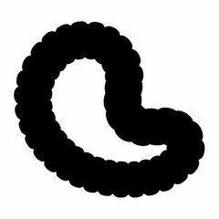 Silhouette depiction of an earthworm showcasing its segmented body structure and movement