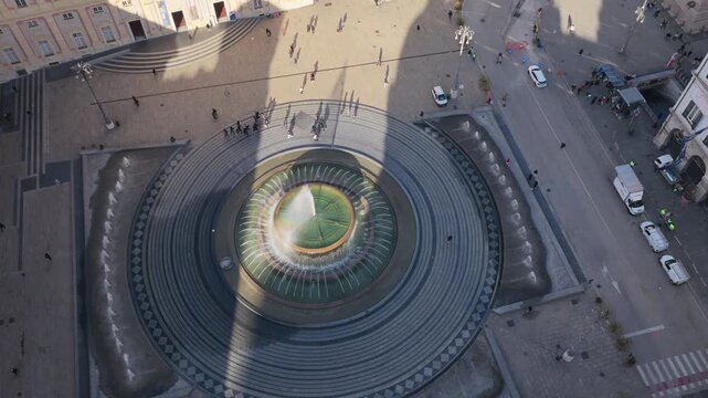 Aerial View of the Piazza De Ferrari Fountain