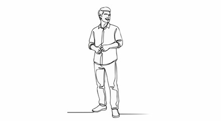 Sketch of a Man Standing and Looking Away.