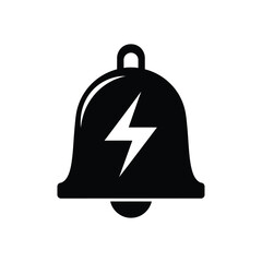 Black bell with white lightning bolt icon alert notification