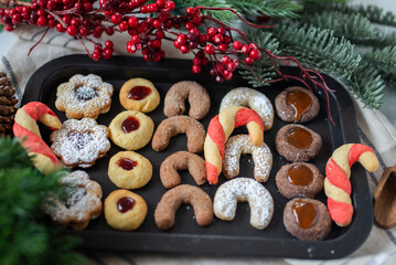 sweet home made cookies in Christmas setting