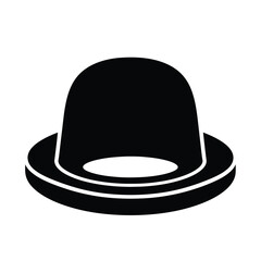 Black bowler hat icon on white background vector