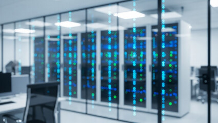Blurred Modern Server Room Data Center Background