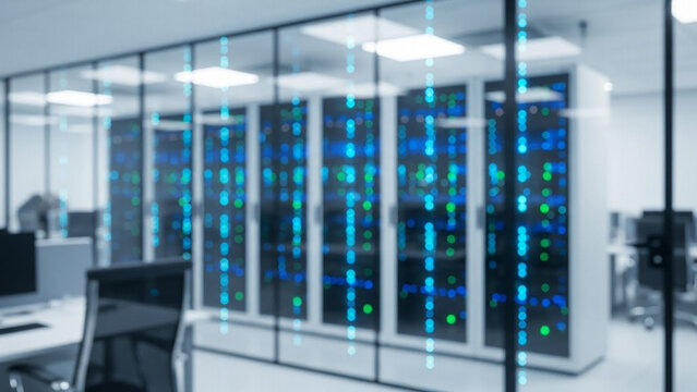 Blurred Modern Server Room Data Center Background