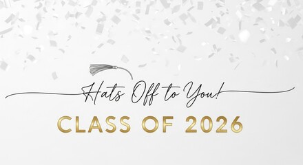 Celebratory graduation announcement design with confetti and stylish text