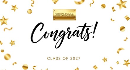 Celebratory diploma recognition with festive gold accents and congratulatory