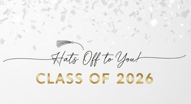 Celebratory graduation announcement design with confetti and stylish text