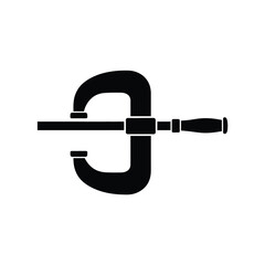 Black C clamp tool on white background equipment metal