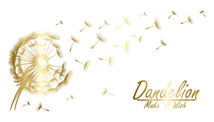 A delicate dandelion vector art on a white background, featuring fine lines and soft details. The floating seeds evoke a sense of freedom, renewal, and nature's fleeting beauty in a minimalist design.