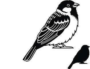 Cute Sparrow Profile Icon Silhouette Vector Illustration  
