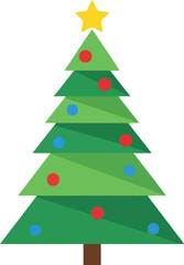 Fototapeta premium Stylized geometric christmas tree with star and colorful orbs