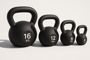 Sleek Modern Kettlebells on Clean Background. Minimal Premium Fitness Equipment