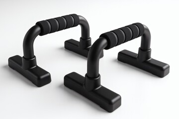 Sleek Push Up Bars Close Up on White Background. Fitness, workout, exercise, strength, gym equipment, training