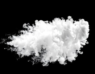 Ethereal plume of white smoke billowing on a dark background, wispy and swirling with intricate patterns
