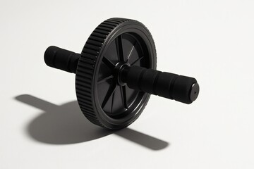 Dynamic Ab Roller Close Up with Shadow on White Background. Ab roller, fitness, core, workout, training, exercise, gym