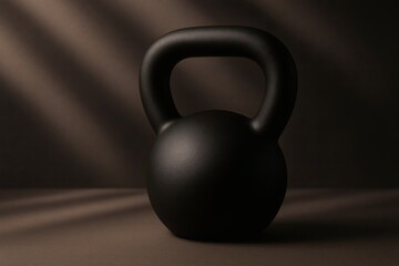 Luxurious Kettlebell Display Close-Up with Sleek Metallic Finish. Kettlebell, fitness, strength, gym, workout, training