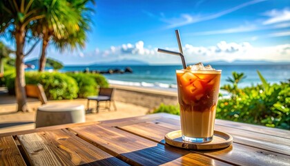 Iced Coffee Bliss Tropical Escape with Ocean View