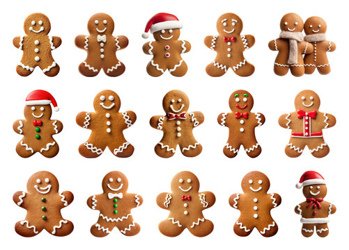 PNG Festive gingerbread cookies variety, element set on transparent background - Powered by Adobe